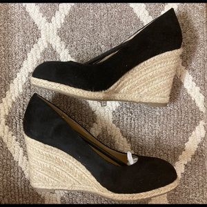 Black Espadrilles Wedges, Size US 8